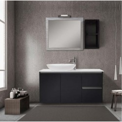 Καθρέπτης Επίπλου Μπάνιου Mabo Αφροδίτη 80 cm MDF Έγχρωμη Λάκα Με Ντουλάπι 30x18x55 Και Φωτιστικό LED