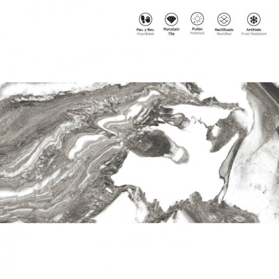 Πλακάκι Nero Volcano 60Χ120 Μάρμαρο Γυαλιστερό Rettificato