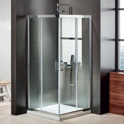 Τετράγωνη Καμπίνα Γωνιακής εισόδου Axis Corner Entry CX80C-100 Clear 80x80x185 Chrome
