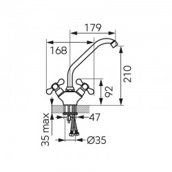 Μπαταρία Νεροχύτη Πάγκου Ρετρό Ferro Bronze BAI7BR