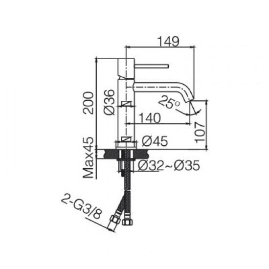 Μπαταρία Νιπτήρος IMEX MONZA BDM039-1OC Χρυσό Ματ Brushed