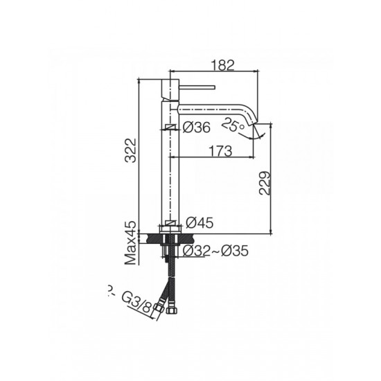 Μπαταρία Νιπτήρα Ψηλή IMEX MONZA BDM039-3OC Χρυσό Ματ Brushed