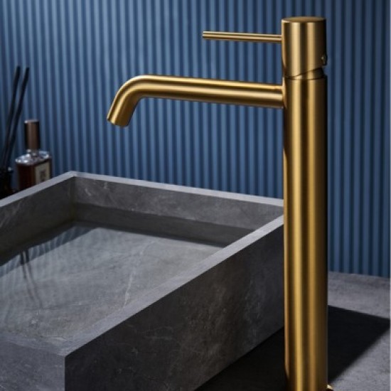 Μπαταρία Νιπτήρα Ψηλή IMEX MONZA BDM039-3OC Χρυσό Ματ Brushed