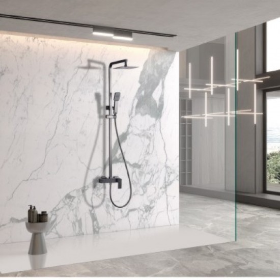 Στήλη Ντουζ 2 Εξόδων IMEX PISA BDP048/BGM BLACK GUN METAL Στήλη Ντουζ 2 Εξόδων IMEX PISA BDP048/BGM BLACK GUN METAL