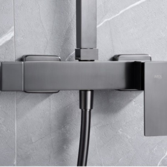 Στήλη Ντουζ 2 Εξόδων IMEX PISA BDP048/BGM BLACK GUN METAL Στήλη Ντουζ 2 Εξόδων IMEX PISA BDP048/BGM BLACK GUN METAL
