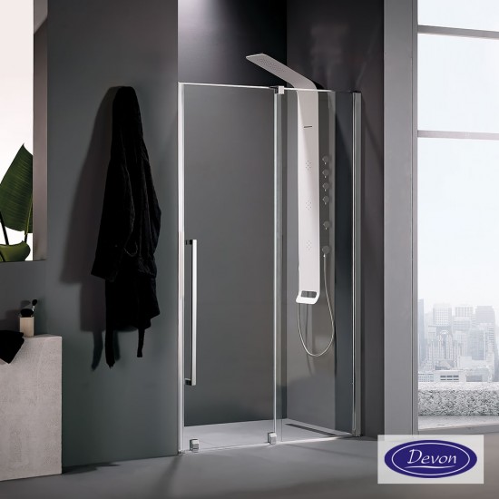 Καμπίνα Ντουζιέρας Ευθύγραμμη Devon Breeze Slider 121-124x200cm με 1 σταθερό και 1 συρόμενο φύλλο Χρώμιο