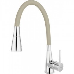 Μπαταρία Κουζίνας Πάγκου Karag Ferro Zumba με Εύκαμπτο Ρουξούνι από PVC Μπεζ-Chrome BZA42P