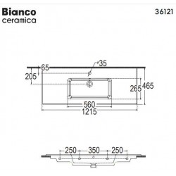 Επικαθήμενος Νιπτήρας Πορσελάνης Bianco Ceramica Flat 46 36121-300 121.5x46.5cm
