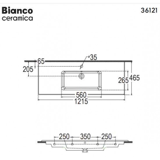 Επικαθήμενος Νιπτήρας Πορσελάνης Bianco Ceramica Flat 46 36121-300 121.5x46.5cm