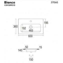 Επικαθήμενος Νιπτήρας Πορσελάνης Bianco Ceramica Flat 36 37060-300 60x36cm