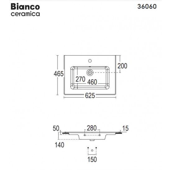 Επικαθήμενος Νιπτήρας Πορσελάνης Bianco Ceramica Flat 46 36060-300 62.5x46.5cm