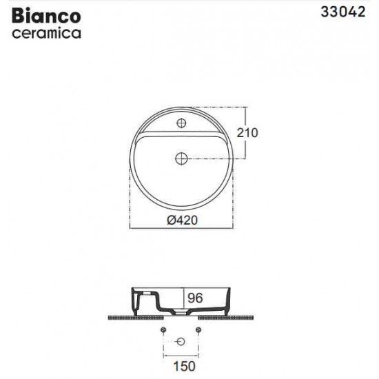 Νιπτήρας Πορσελάνης Επιτραπέζιος Bianco Ceramica Focus 33042-300 Φ42cm