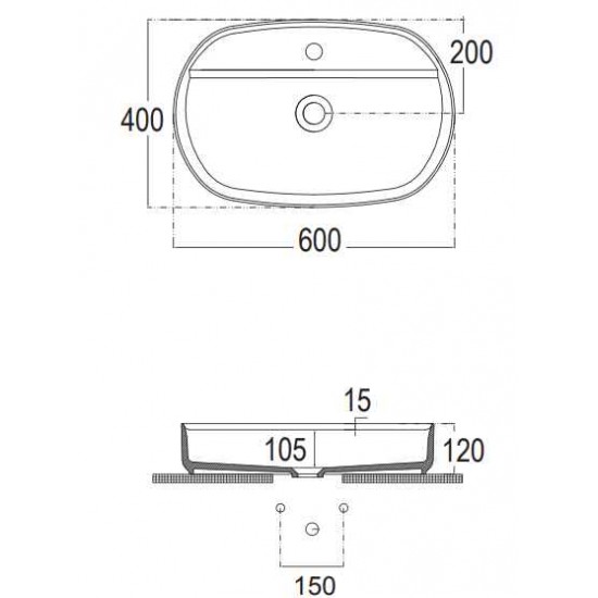 Νιπτήρας Πορσελάνης Επιτραπέζιος Bianco Ceramica Orbit 31060-300 60x40cm Νιπτήρας Πορσελάνης Επιτραπέζιος Bianco Ceramica Orbit 31060-300 60x40cm