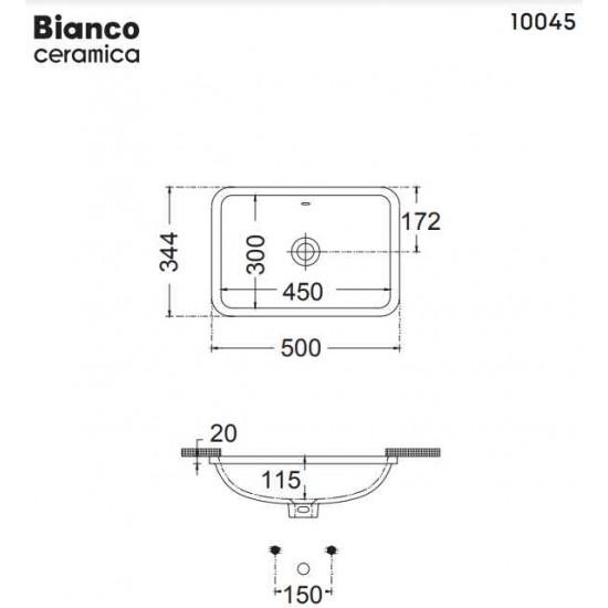 Νιπτήρας Μπάνιου Υποκαθήμενος Bianco Ceramica 10045-300 50Χ34.4cm Νιπτήρας Μπάνιου Υποκαθήμενος Bianco Ceramica 10045-300 50Χ34.4cm