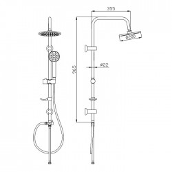 Στήλη Ντους Σταθερή με Στρογγυλή Κεφαλή Karag Magda C6064BL Μαύρη Ματ