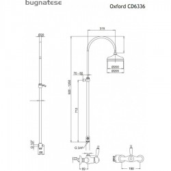 Στήλη Ντουζ με Μπαταρία Ρυθμιζόμενη 92-125cm Bugnatese Oxford Bronze-White