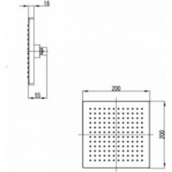 Κεφαλή ντους τετράγωνη Μαύρη Ματ KARAG CFT205B 20x20cm