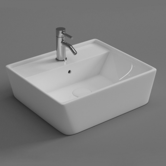 Επικαθήμενος Νιπτήρας Μπάνιου Πορσελάνης Soncera Cuboid 40Χ46εκ. με Δυνατότητα Τοποθέτησης και ως Κρεμαστός 210000032 