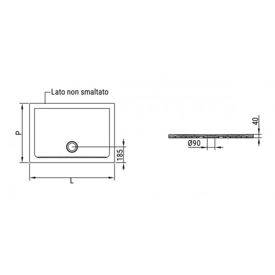 Ντουζιέρα Ορθογώνια Λευκή Πορσελάνης Squash UGG Dolomite D121942 120x90x4