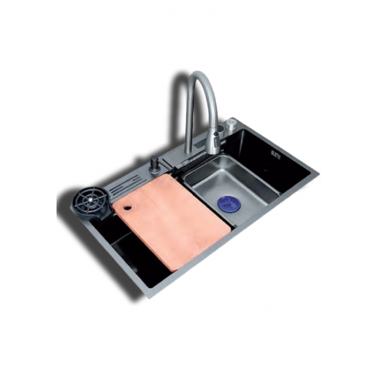 Ένθετος Νεροχύτης Πολυχρηστικός Smart Black Matt LT7545 BL Inox SS304 75x46x19cm 