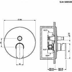 Μίκτης εντοιχισμού 2 εξόδων Armando Vicario Slim 500050D–405 Black Chrome