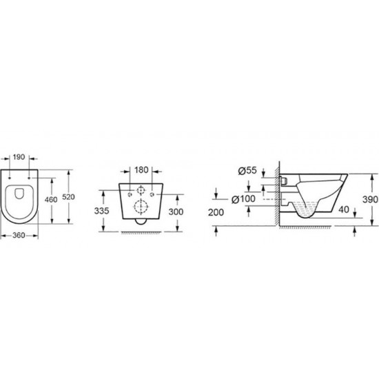 Λεκάνη αναρτώμενη Rimless CH1088R 52 εκ. Sorento KARAG