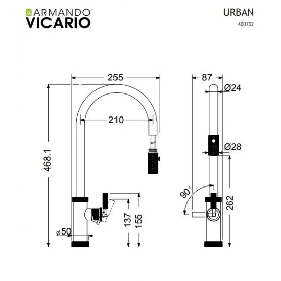 Μπαταρία Κουζίνας Armando Vicario Urban 400702-110 Inox Finish Μπαταρία Κουζίνας Armando Vicario Urban 400702-110 Inox Finish
