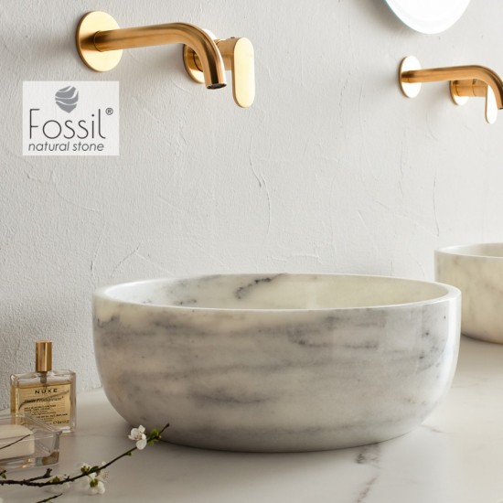 Μαρμάρινος Νιπτήρας Επιτραπέζιος Φ39cm Fossil Thalo Marble DR39-300 Carrara Nuovo Μαρμάρινος Νιπτήρας Επιτραπέζιος Φ39cm Fossil Thalo Marble DR39-300 Carrara Nuovo