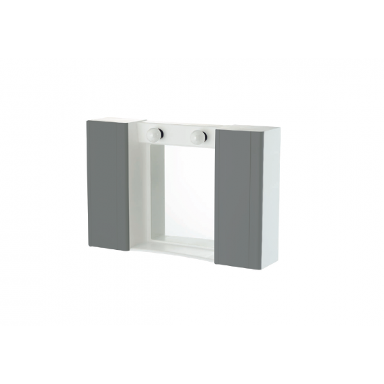 Ντουλαπάκι λευκό - γκρι με καθρέπτη και 2 spots 62X42.5X9.5cm Viospiral Ντουλαπάκι λευκό - γκρι με καθρέπτη και 2 spots 62X42.5X9.5cm Viospiral