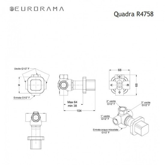 Εκτροπέας 3 Εξόδων Eurorama Quadra R4758-110 Inox Εκτροπέας 3 Εξόδων Eurorama Quadra R4758-110 Inox