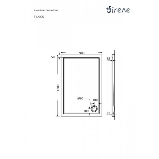 Ντουζιέρα Παραλληλόγραμμη Ακρυλική Sirene Extra Flat E12090-300 120x90x5.5cm Λευκή Ντουζιέρα Παραλληλόγραμμη Ακρυλική Sirene Extra Flat E12090-300 120x90x5.5cm Λευκή