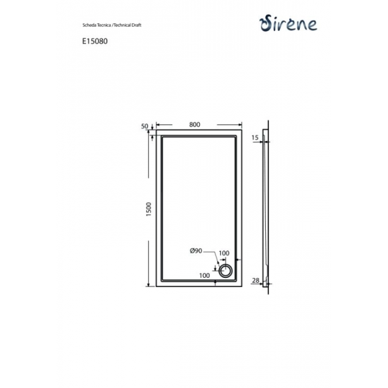 Ντουζιέρα Παραλληλόγραμμη Ακρυλική Sirene Extra Flat E15080-300 150x80x5.5cm Λευκή Ντουζιέρα Παραλληλόγραμμη Ακρυλική Sirene Extra Flat E15080-300 150x80x5.5cm Λευκή