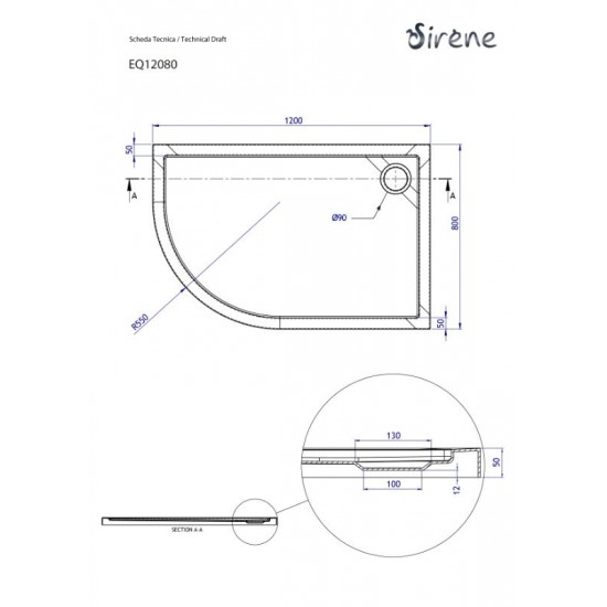 Ντουζιέρα Ημικυκλική Ακρυλική Αριστερή Sirene Extra Flat EQ12080-300-1 120x80x5.5cm Λευκή Ντουζιέρα Ημικυκλική Ακρυλική Αριστερή Sirene Extra Flat EQ12080-300-1 120x80x5.5cm Λευκή