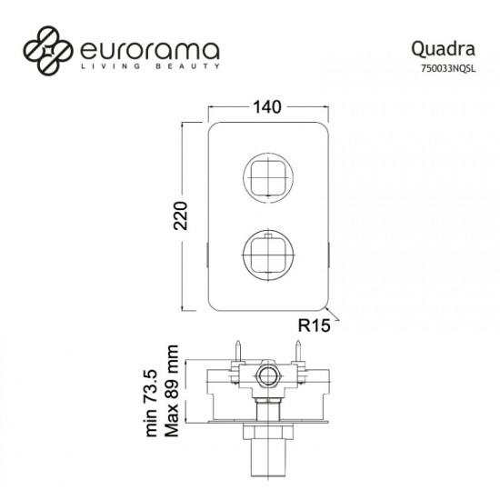Θερμοστατικός μίκτης 2 ή 3 εξόδων Eurorama Quadra Chrome 750033NQSL-100 Χρωμέ