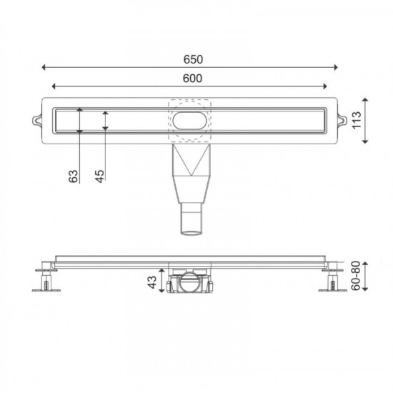 Κανάλι Ντουζiέρας Σιφών Wirquin Flat Linear FL600-211 60cm Ανοξείδωτο Gold Brushed Κανάλι Ντουζiέρας Σιφών Wirquin Flat Linear FL600-211 60cm Ανοξείδωτο Gold Brushed
