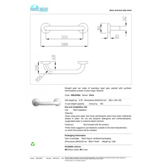 Λαβή Τοίχου Στήριξης Α.Μ.Ε.Α. 38cm Ponte Giulio Paint G06-JAS-02 Λευκό Λαβή Τοίχου Στήριξης Α.Μ.Ε.Α. 38cm Ponte Giulio Paint G06-JAS-02 Λευκό