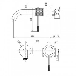 Μπαταρία Νιπτήρος Εντοιχιζόμενη IMEX GENOVA GLG053/OC Χρυσό Ματ