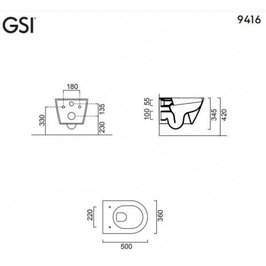 Λεκάνη Κρεμαστή Πορσελάνης GSI Kube-x 9416 Swirlflush 50 εκ. με κάλυμμα Slim Soft Close 941600C-300 Λευκό Λεκάνη Κρεμαστή Πορσελάνης GSI Kube-x 9416 Swirlflush 50 εκ. με κάλυμμα Slim Soft Close 941600C-300 Λευκό