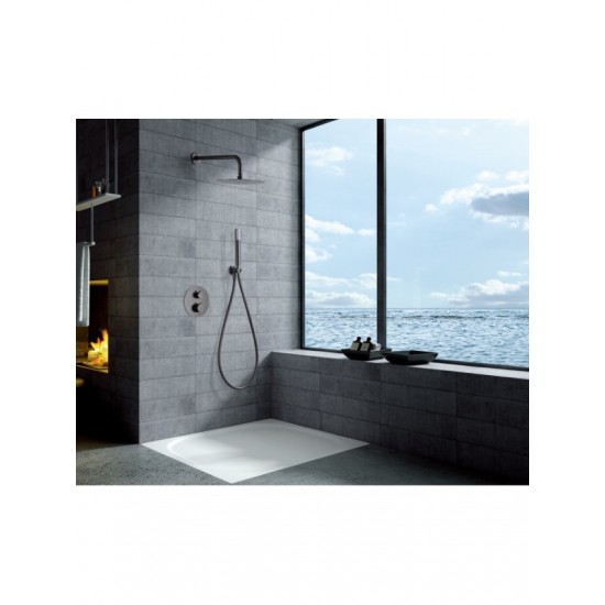 Μπαταρία Σετ με Σύστημα Μίκτη Εντοιχισμού 2 Εξόδων IMEX GENOVA BLACK GUN METAL GTG053/BGM Θερμοστατική Ανθρακί