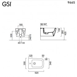Μπιντέ Κρεμαστό Πορσελάνης GSI Nubes Swirlflush 52 εκ. 9665-300 Λευκό