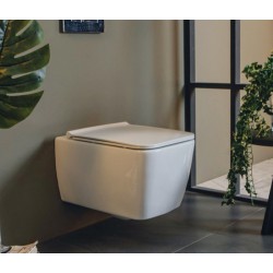 Λεκάνη Κρεμαστή Πορσελάνης Cerastyle Hera Rimless με Κάλυμμα Αντιβακτηριακό Slim Soft Close 019700-w Λευκή