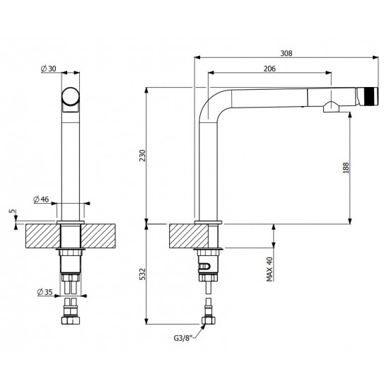 Μπαταρία Κουζίνας Πάγκου Armando Vicario Lynea 400741-400 Black Matt (Μαύρη Ματ)