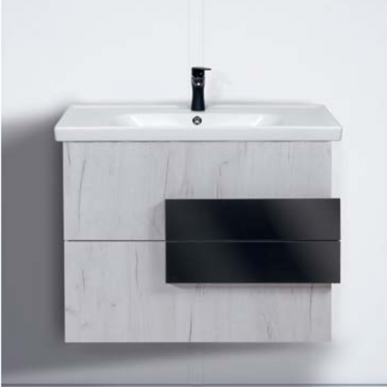 Έπιπλο Μπάνιου Επιδαπέδιο Zeus Ice Grey/Black Glossy 70cm Chrisart