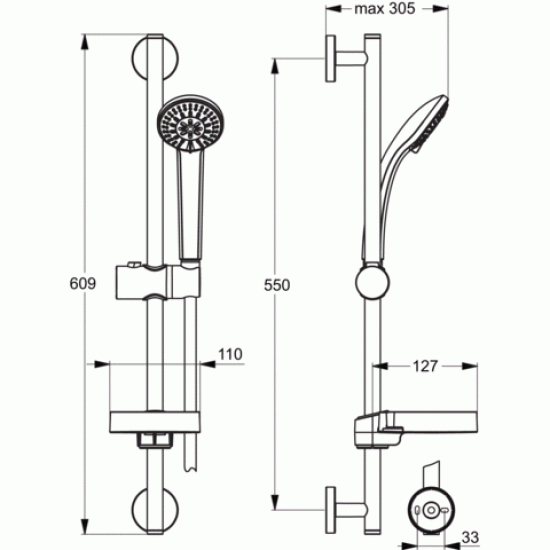 Βέργα Ντους Ideal Standard με Τηλέφωνο Idealrain S3 Β9503ΑΑ Χρωμέ Βέργα Ντους Ideal Standard με Τηλέφωνο Idealrain S3 Β9503ΑΑ Χρωμέ