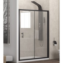 Ευθύγραμμη Καμπίνα Ντουζιέρας Flora Nero 500 Karag 100x190cm Clear Glass με Κρύσταλλο Ασφαλείας Μαύρη