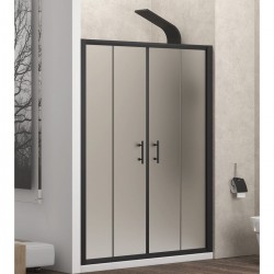 Ευθύγραμμη Καμπίνα Ντουζιέρας με 2 Σταθερά Κρύσταλλα και 2 Συρόμενες Πόρτες Flora Nero 600 Karag 180x190cm Fabric Μαύρη