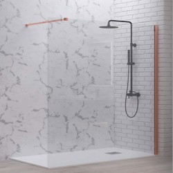 Διαχωριστικό Πάνελ Ντουζιέρας Walkin 1 Karag 80X200cm Clear Glass 8mm Rose Gold