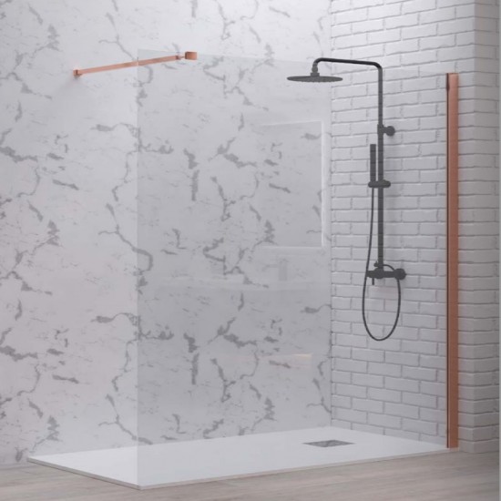 Διαχωριστικό Πάνελ Ντουζιέρας Walkin 1 Karag 80X200cm Clear Glass 8mm Rose Gold Διαχωριστικό Πάνελ Ντουζιέρας Walkin 1 Karag 80X200cm Clear Glass 8mm Rose Gold