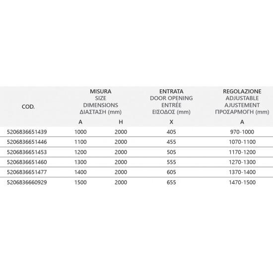Καμπίνα Ντουζιέρας από Τοίχο σε Τοίχο Με Συρόμενη Πόρτα 150x200 KARAG LEA 400 Λευκή Ματ Με Διάφανο Κρύσταλλο