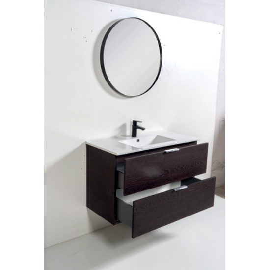 Καθρέπτης Επίπλου Μπάνιου Μεταλλικός Mabo Marcella Δρυς 80 cm